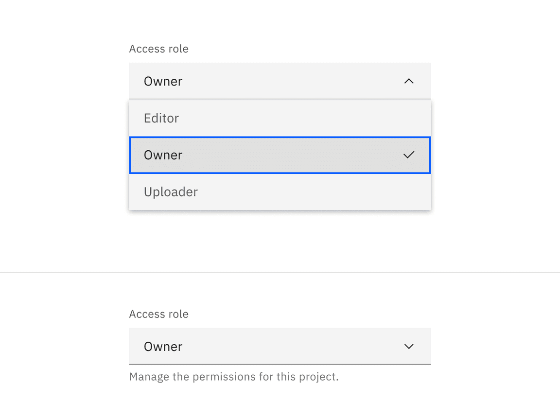 Dropdown selected state.