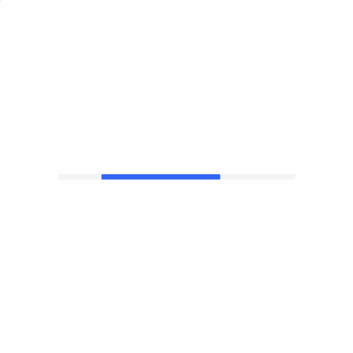 Indeterminate progress bars move along a fixed track continually until the process is complete.